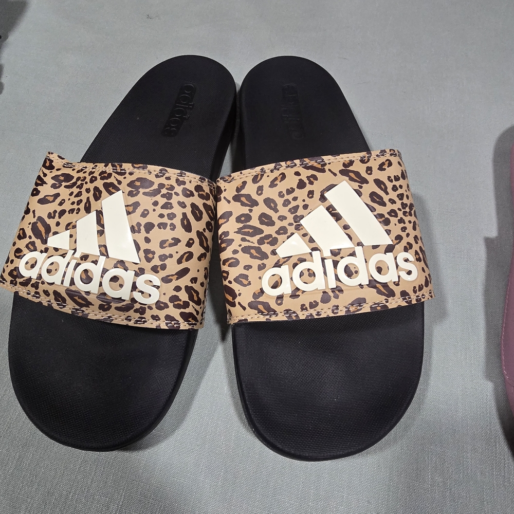 Adidas Animal Print Slides with Black Base